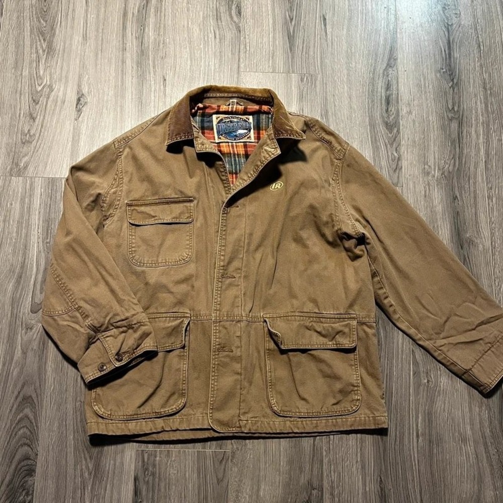 Vintage Dunbrooke Upstream Barnstorm XL Brown Canvas Plaid Lined Chore Jacket